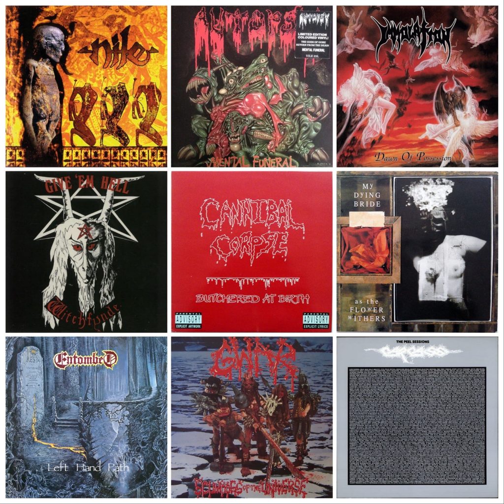 Second hand vintage death metal vinyl records