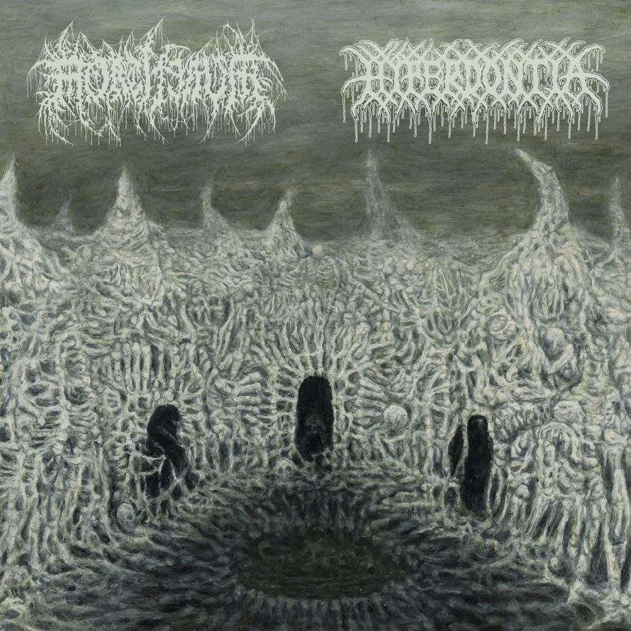 Hyperdontia and Mortiferum split 7’’ cover art