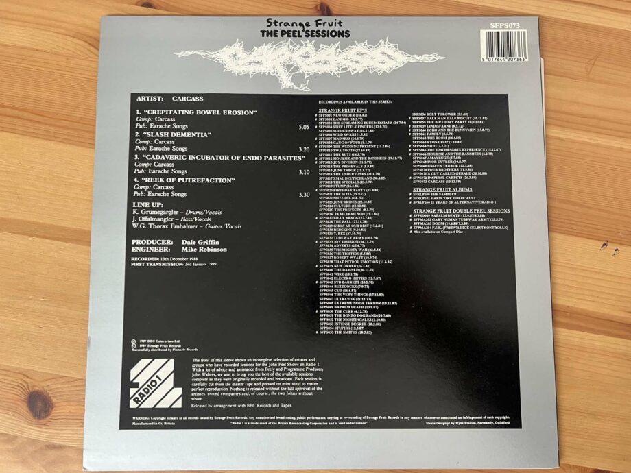 Carcass ‎– The Peel Sessions 12''