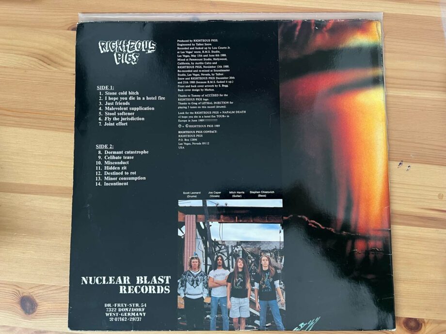 Righteous Pigs ‎– Live And Learn LP